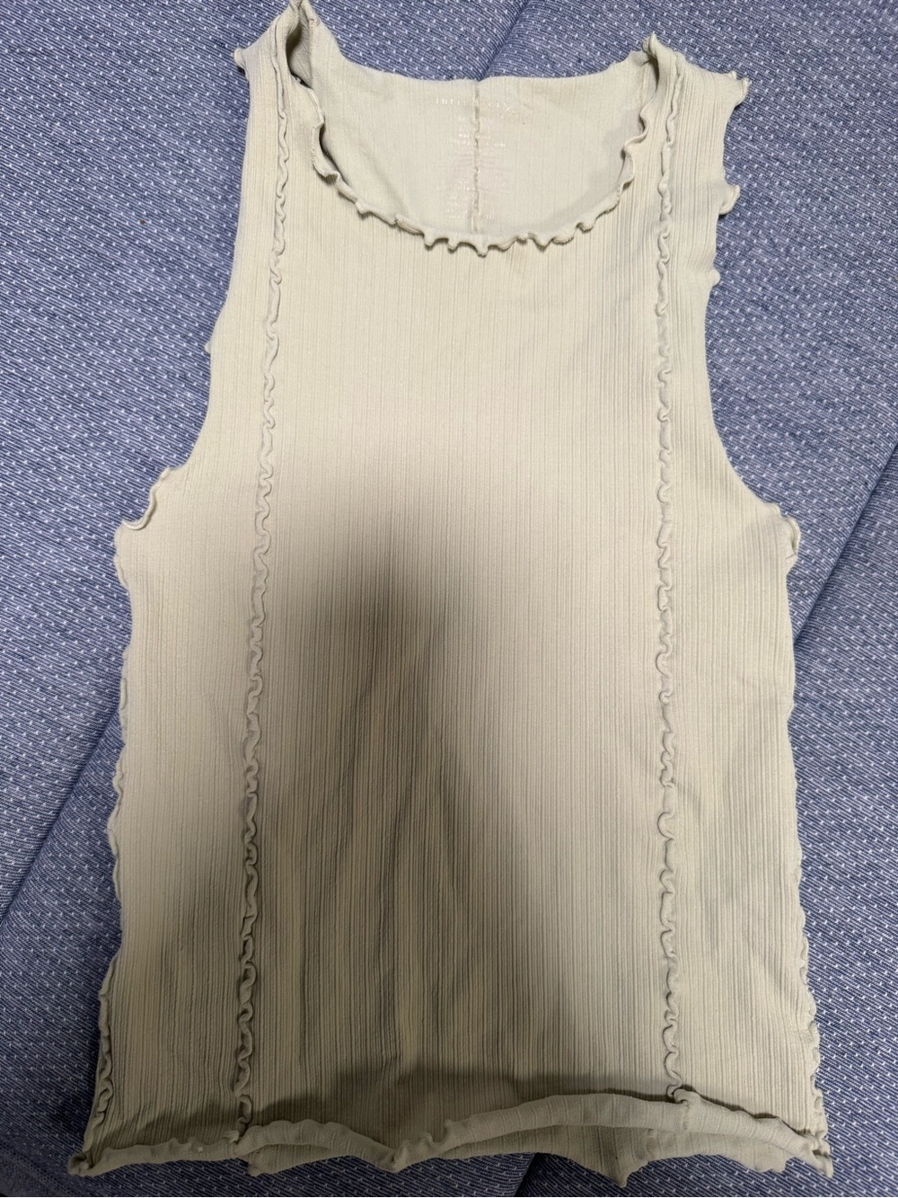 Free People Light Olive Ruffle-Edge Ribbed Tank - Picture 3 of 3